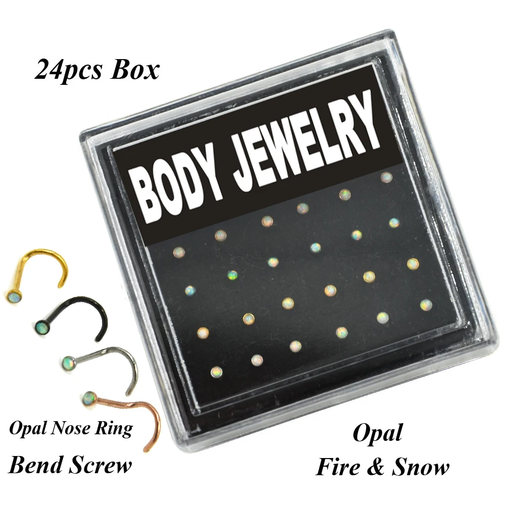 24pcs Box Set Titanium Anodized Opal Stone Nose Piercing Ring Bead Screw Nose Stud Piercing Retainer Body Jewelry
24pcs Box Set Titanium Anodized Opal Stone Nose Piercing Ring Bead Screw Nose Stud Piercing Retainer Body Jewelry