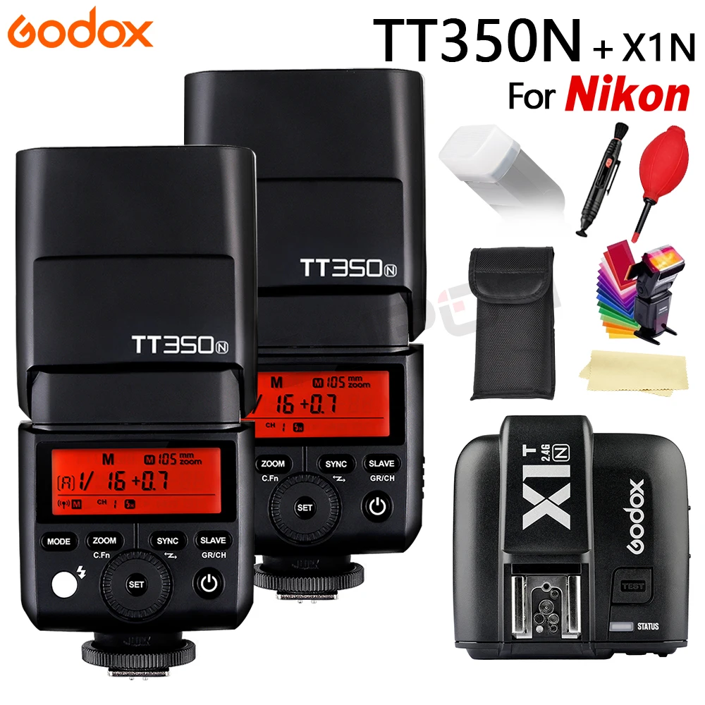 2 * TT350N TT350 N GODOX Вспышка TTL HSS 4g Беспроводная 1/8000 s GN36 Speedlite + X1T для Nikon d5300 d7200 d750|flash