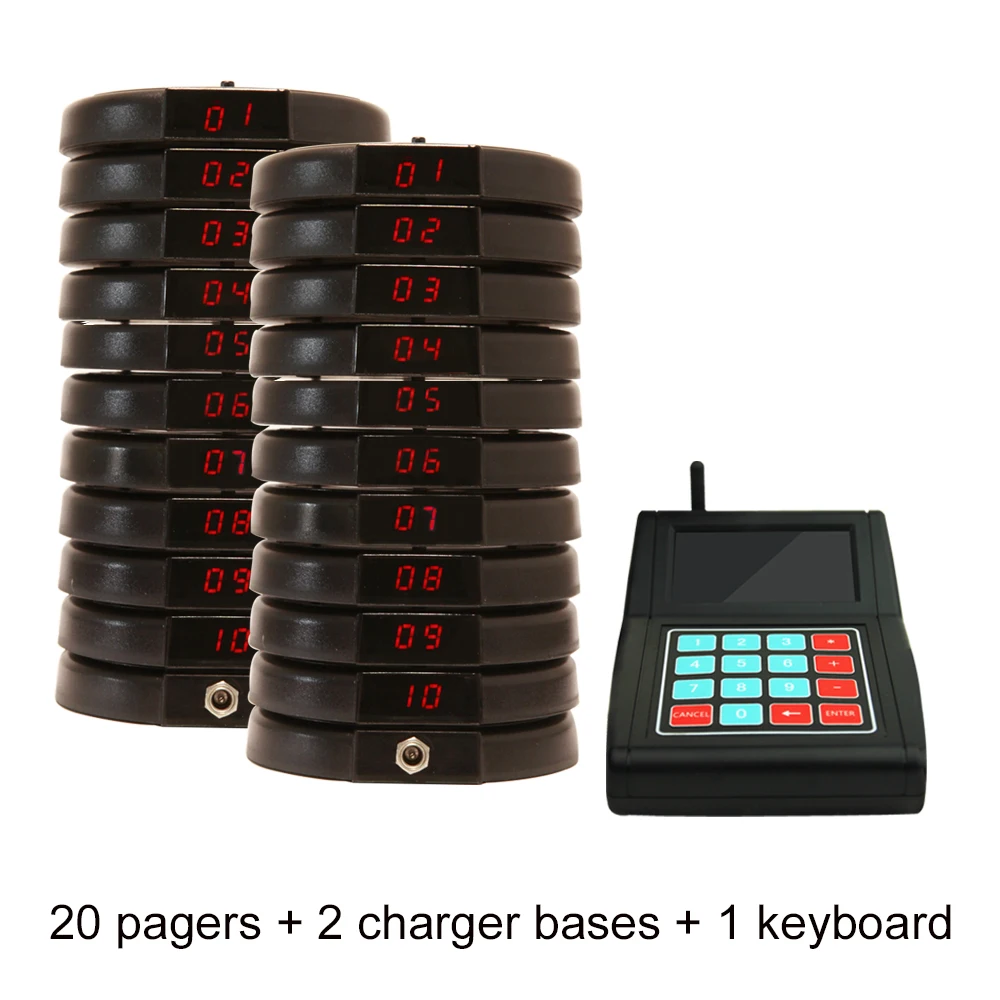 JINGLE BELLS wireless guest paging system queueing system/restaurant paging system in 433.92 mhz 20 pagers+2 charger+1 keyboard
JINGLE BELLS wireless guest paging system queueing system/restaurant paging system in 433.92 mhz 20 pagers+2 charger+1 keyboard