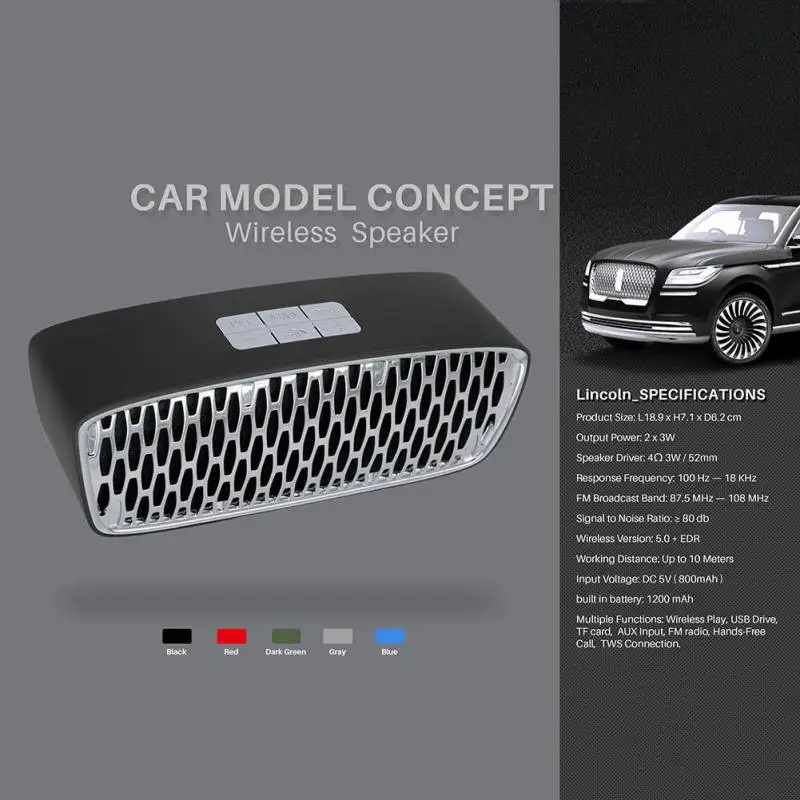 Car Wriless Speakers Bluetooth 5.0 3D Surround Stereo HIFI Sound Quality Support FM Radio TF Card 3.5 mm AUX NR-2023 | Электроника