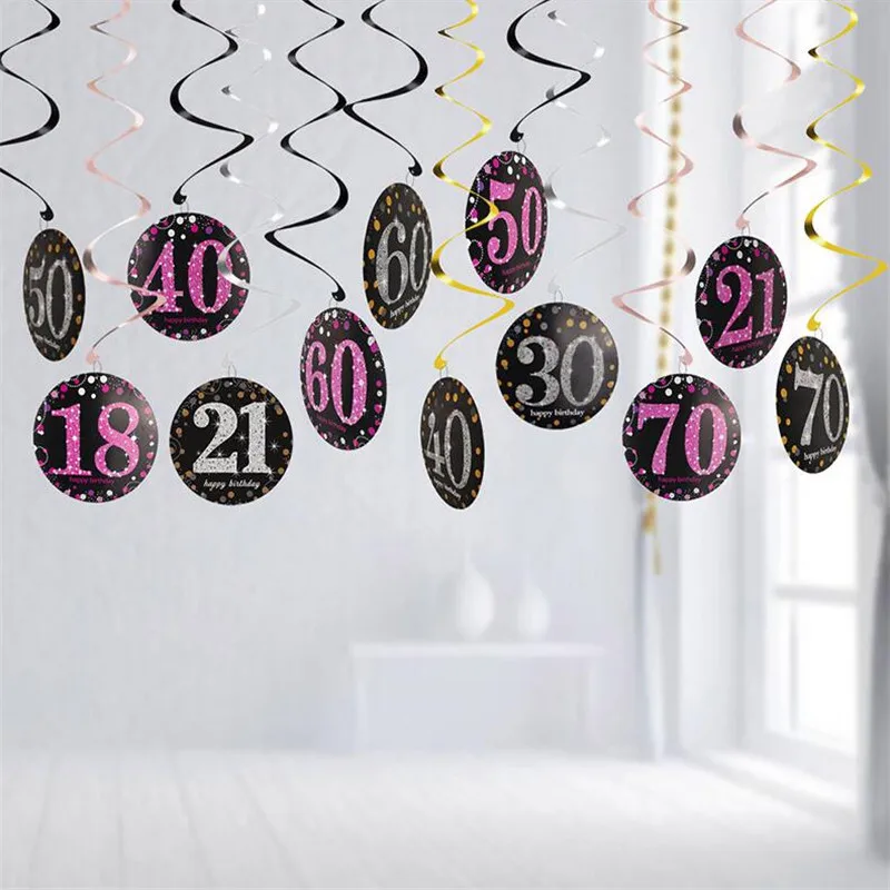 6pcs 18/30/40/50/60 Year Old Spiral Hanging Numbers Ornaments Age Sign Paperboard For Birthday Party Decorations
6pcs 18/30/40/50/60 Year Old Spiral Hanging Numbers Ornaments Age Sign Paperboard For Birthday Party Decorations