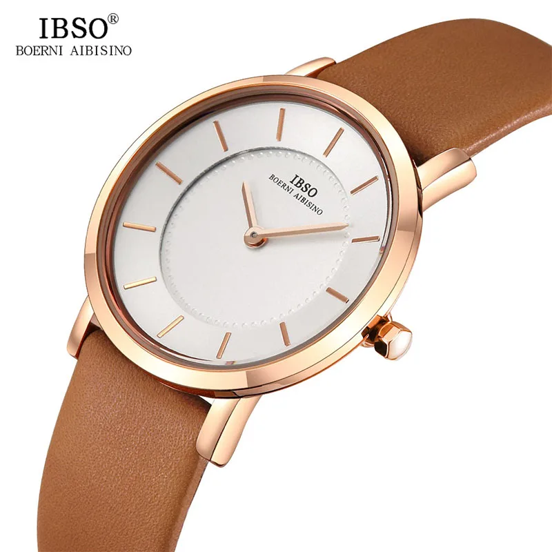 IBSO 7 5 мм женские часы кожаные Женские кварцевые наручные 2019 Простые Модные Relogio
