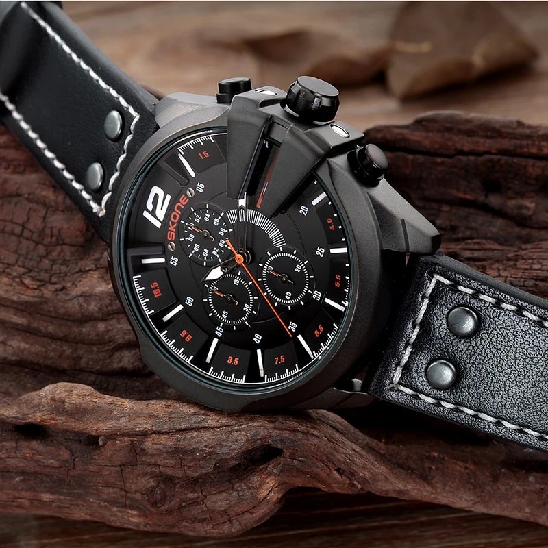 SKONE Men's Chronograph Stopwatch Sport Quartz Watch Man Army Military Outdoor Leather Wrist Watches Relogio Masculino
SKONE Men's Chronograph Stopwatch Sport Quartz Watch Man Army Military Outdoor Leather Wrist Watches Relogio Masculino