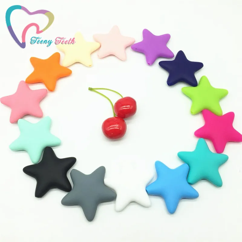 Teeny Teeth 30 PCS 45 MM Silicone Baby Star Loose Beads Silicone Big Star Mixed Colors Teething Accessories DIY Baby Accessory
Teeny Teeth 30 PCS 45 MM Silicone Baby Star Loose Beads Silicone Big Star Mixed Colors Teething Accessories DIY Baby Accessory
