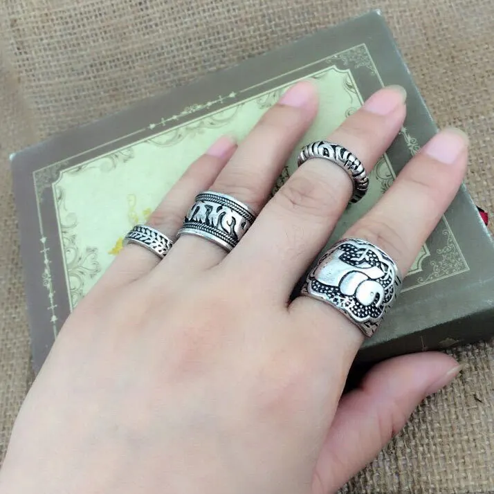 Gypsy Vintage Ring Set Carved Antique Elephant Totem Leaf Turkish Rings For Women Boho Jewelry
Gypsy Vintage Ring Set Carved Antique Elephant Totem Leaf Turkish Rings For Women Boho Jewelry