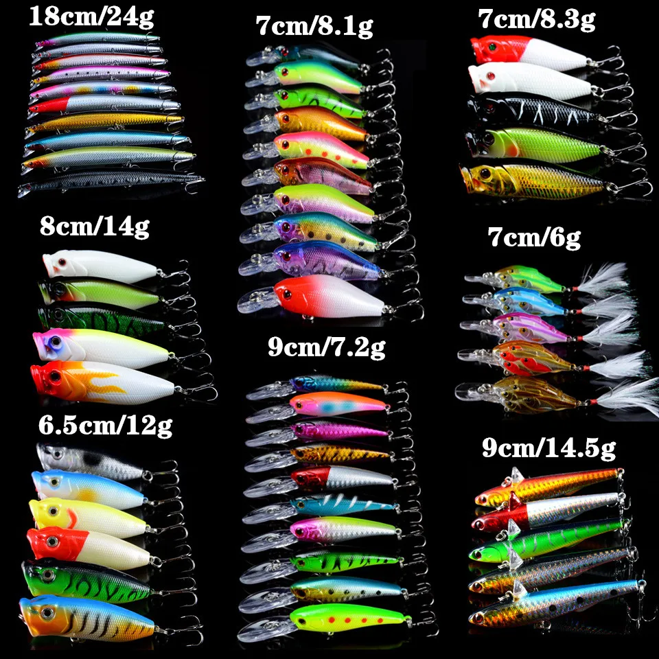 New 56pcs/lot Artificial High Quality 8 Models Wobblers Fishing Lures 56 Different Colors Crankbait Fishing Tackle Mix Wholesale
New 56pcs/lot Artificial High Quality 8 Models Wobblers Fishing Lures 56 Different Colors Crankbait Fishing Tackle Mix Wholesale