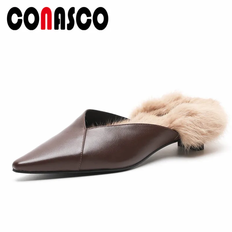 CONASCO New Women Slingbacks Pumps Warm Fur Autumn Winter Party Wedding Shoes Woman Sexy Pointed Toe Cow Leather Pumps
CONASCO New Women Slingbacks Pumps Warm Fur Autumn Winter Party Wedding Shoes Woman Sexy Pointed Toe Cow Leather Pumps