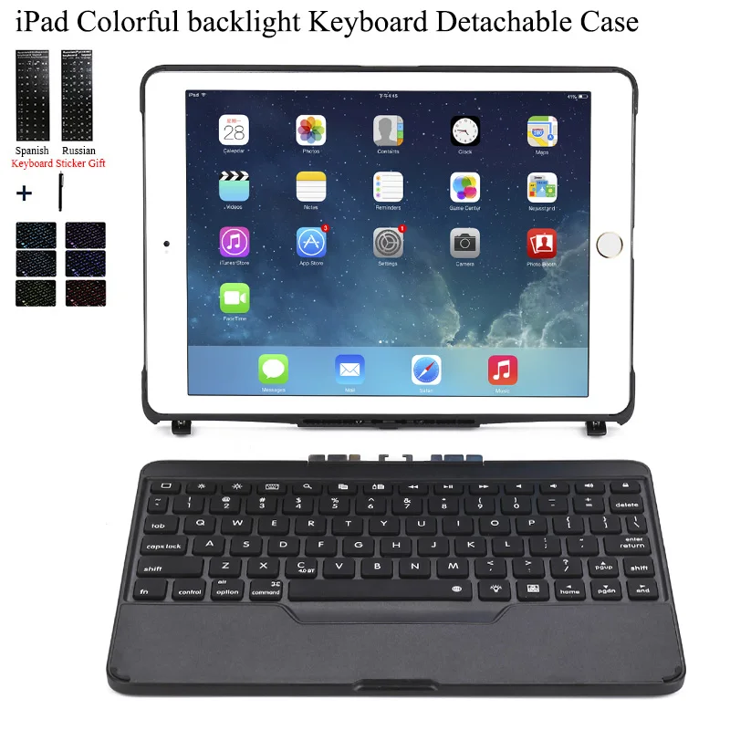 Чехол со съемной беспроводной Bluetooth-клавиатурой для iPad 2018, 2017, с Цветной подсветкой, Чехол для iPad Air 2 1, из алюминиевого сплава
Чехол со съемной беспроводной Bluetooth-клавиатурой для iPad 2018, 2017, с Цветной подсветкой, Чехол для iPad Air 2 1, из алюминиевого сплава