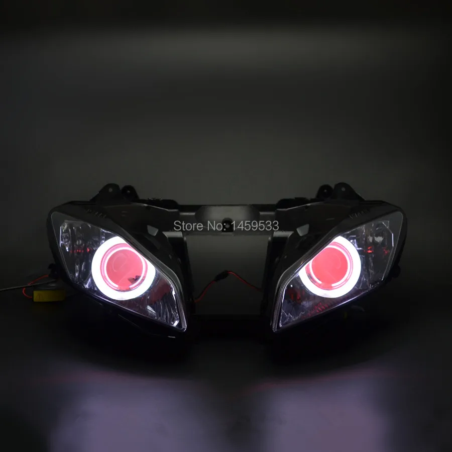 Motorcycle Front Headlamp Projector Headlight Assembly HID Red Demon Eyes &Angel Eyes For Yamaha YZF R6 YZF-R6 2006-2007
Motorcycle Front Headlamp Projector Headlight Assembly HID Red Demon Eyes &Angel Eyes For Yamaha YZF R6 YZF-R6 2006-2007