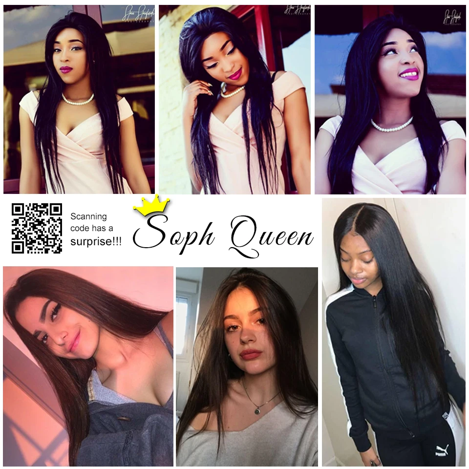 Soph queen пучки волос с бразильские волосы закрытием переплетения прямые Remy