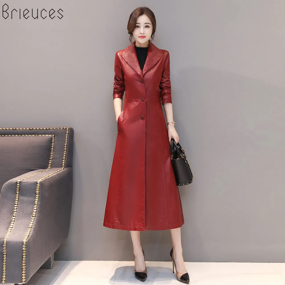 Brieuces Women Long Leather Jacket 2022 New Fashion Ladies Elegant Washed PU Leather Coats Trench Female Outerwear
Brieuces Women Long Leather Jacket 2022 New Fashion Ladies Elegant Washed PU Leather Coats Trench Female Outerwear