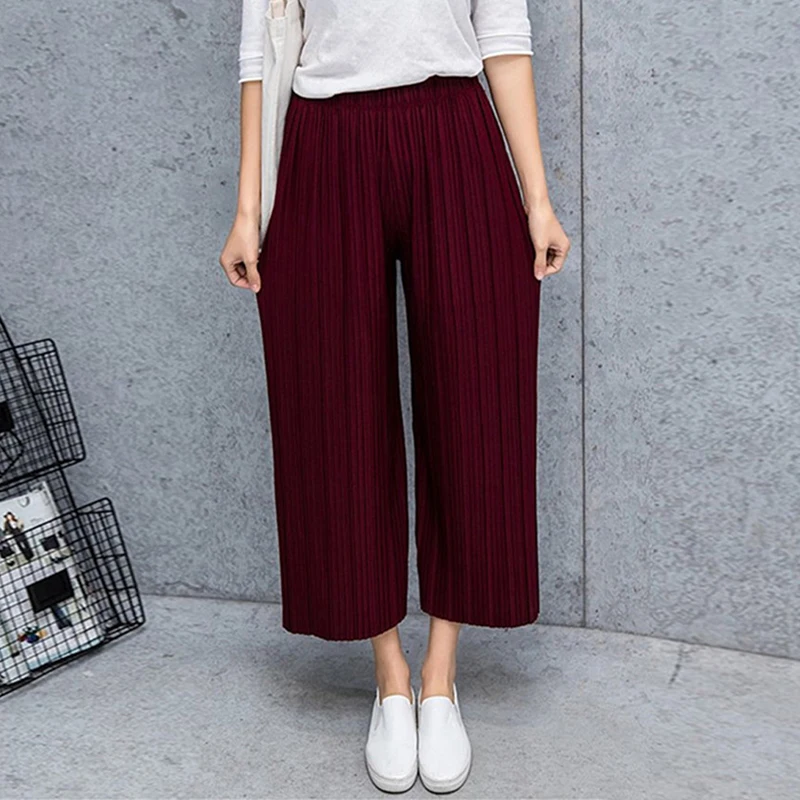 Mid Waist Wide Leg Pants For Women New Fashion Summer Fold Pleated Palazzo Pants Women Solid Color Bottoms Casual Pants
Mid Waist Wide Leg Pants For Women New Fashion Summer Fold Pleated Palazzo Pants Women Solid Color Bottoms Casual Pants