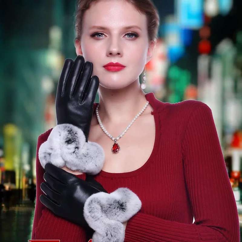 Women thickening Winter Gloves Fashion Warm Thicken Elegant PU Leather High quality Faux Fur Wrist Warm Women's Leather Gloves
Women thickening Winter Gloves Fashion Warm Thicken Elegant PU Leather High quality Faux Fur Wrist Warm Women's Leather Gloves