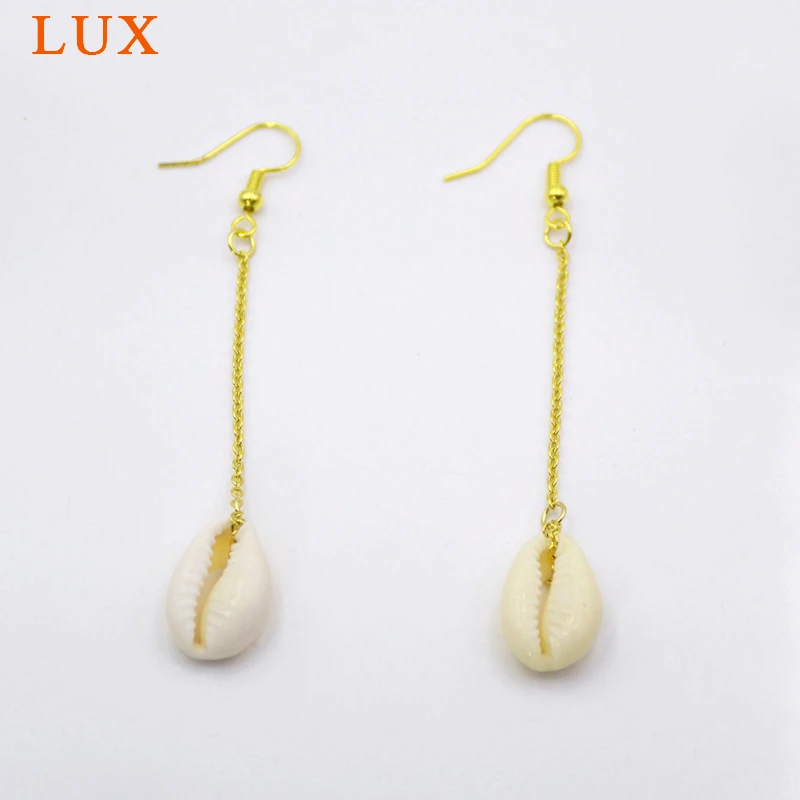 LUX gold fishhook New Design Natural Cowrie Shell beads earrings Sea shell beads fashion summer bohemia drop earrings stud
LUX gold fishhook New Design Natural Cowrie Shell beads earrings Sea shell beads fashion summer bohemia drop earrings stud