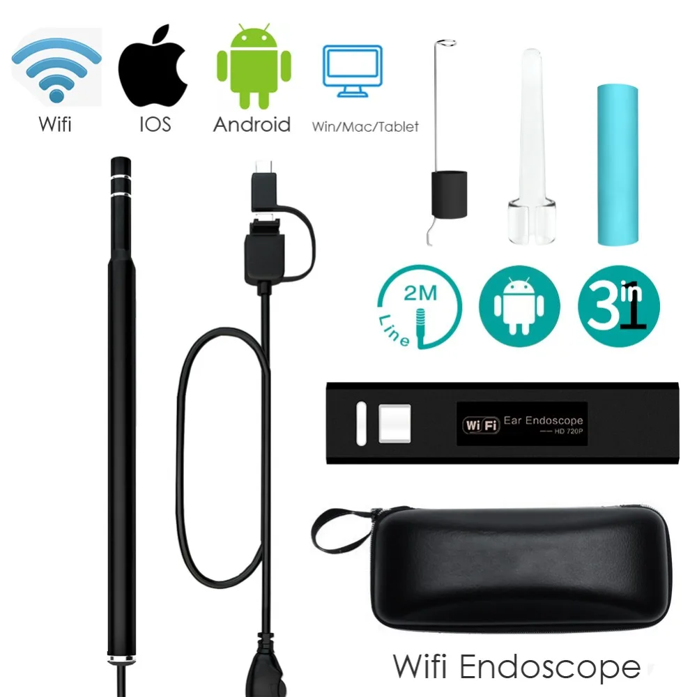 

0.3/1.3MP Medical USB HD Wifi Visual Ear Endoscope Spoon Camera Borescope Android PC IOS Tablet Iphone Ear Pick Tool Otoscope