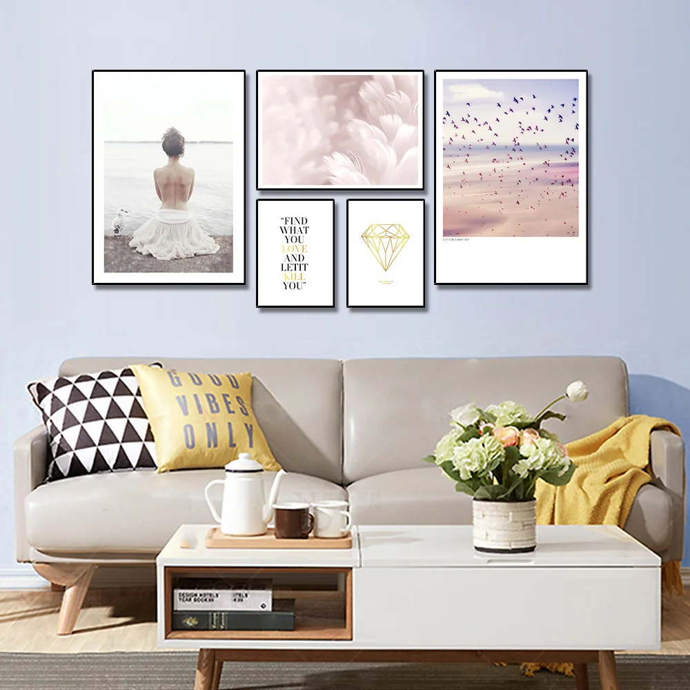 Canvas Painting Nordic Style Girl Feather Birds For Decorative Paintings Living Room Mural Wall Art Posters And Prints
Canvas Painting Nordic Style Girl Feather Birds For Decorative Paintings Living Room Mural Wall Art Posters And Prints