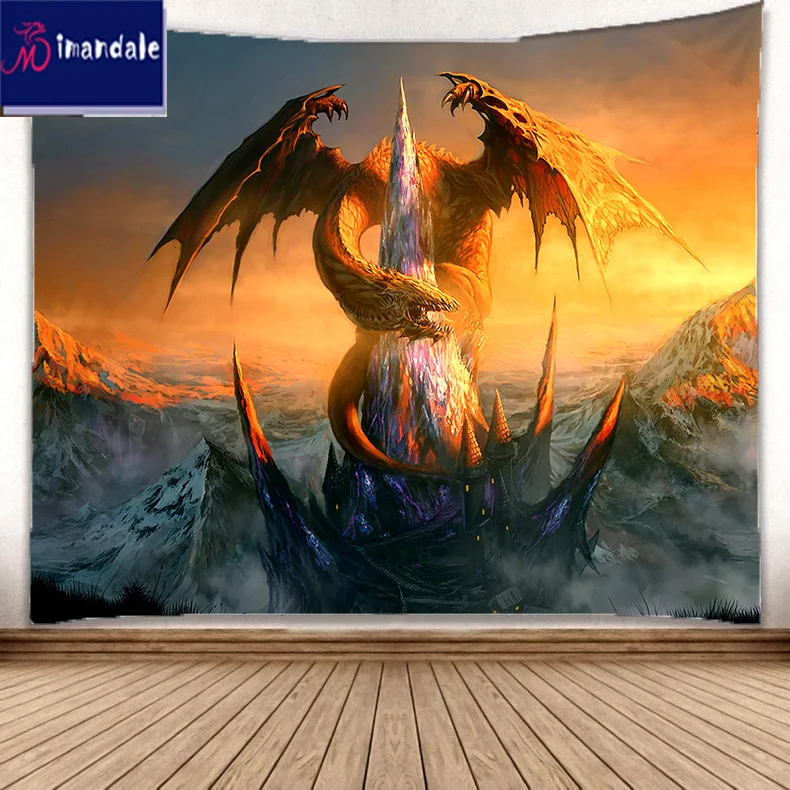 Imandale Dragon of Devil художественный узор хиппиетерапия настенный плотный гобелен для