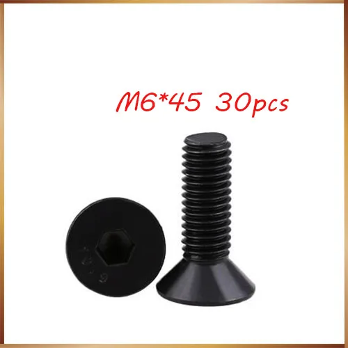 30 шт. M6x45 мм M6 * 45 мм плоская головка с потайной головкой черная класс 10,9 легированная сталь с шестигранной головкой винтовые гвозди, болты
30 шт. M6x45 мм M6 * 45 мм плоская головка с потайной головкой черная класс 10,9 легированная сталь с шестигранной головкой винтовые гвозди, болты