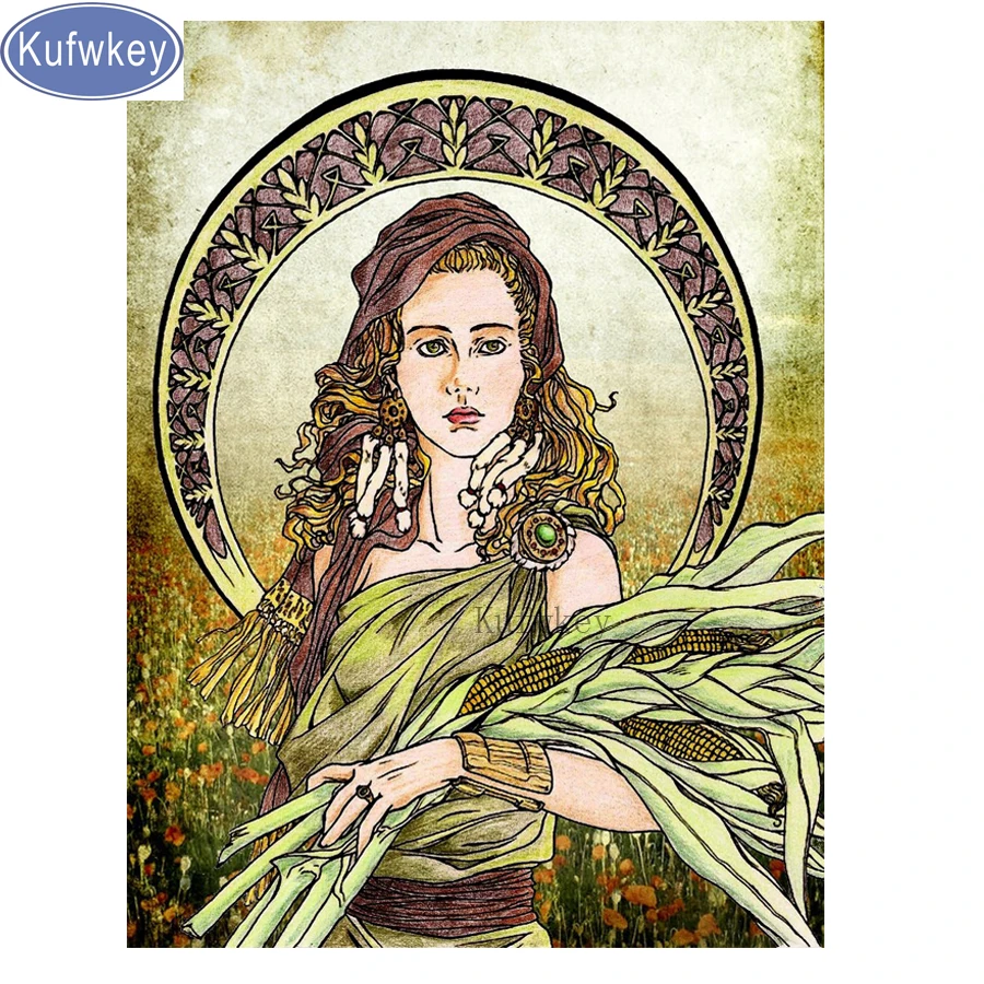 Алмазная живопись kufwkey распродажа алмазная вышивка галийские уши богини пшеницы
