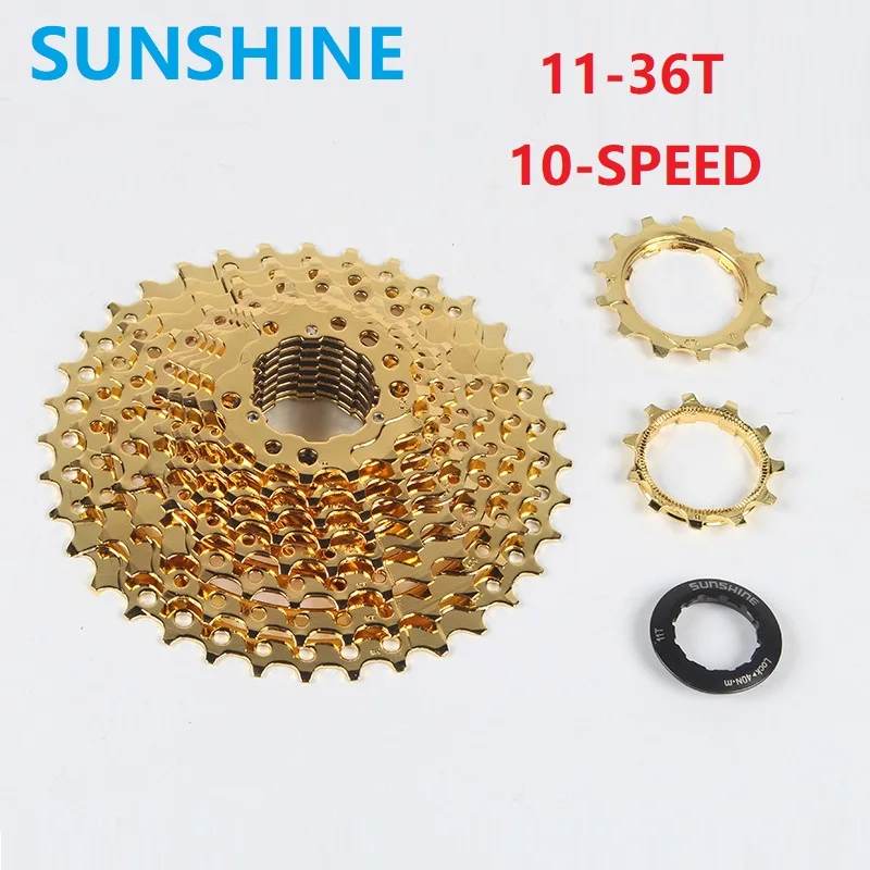 

SUNSHINE Gold 10 Speed 11-36T MTB Mountain Bike Cassette Freewheel 10/30 Speed Bicycle Rear Hub Flywheel