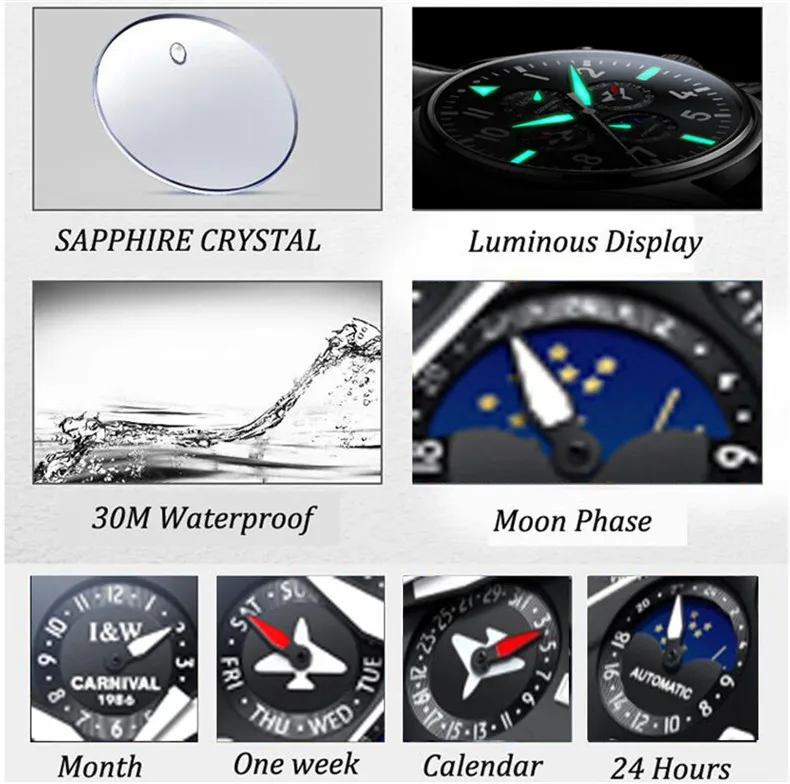 Men Fashion Casual Black Steel Watch Automatic Mechanical Watch Reloj Hombre Business Luxury Watches CARNIVAL Male Clock New
Men Fashion Casual Black Steel Watch Automatic Mechanical Watch Reloj Hombre Business Luxury Watches CARNIVAL Male Clock New