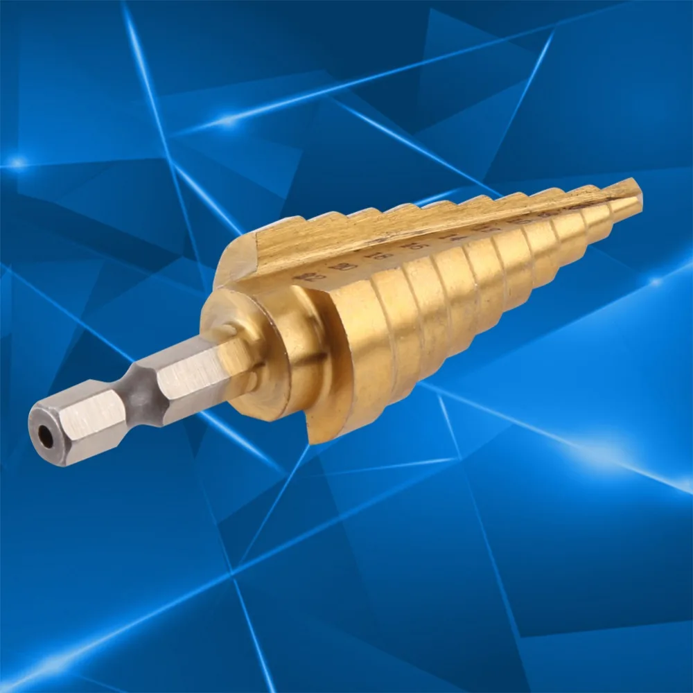 1pc HSS Steel Titanium Step Drill Bits Step Cone Cutting Tools Steel Woodworking Wood Metal Drilling 4-22mm
1pc HSS Steel Titanium Step Drill Bits Step Cone Cutting Tools Steel Woodworking Wood Metal Drilling 4-22mm