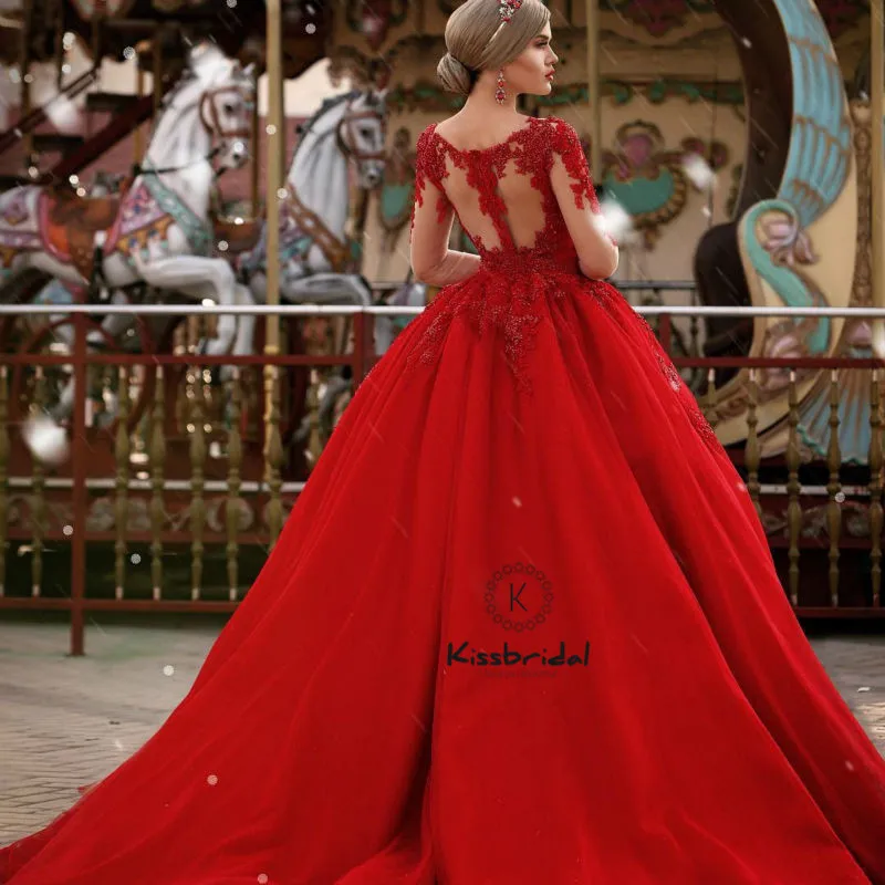 Newest Red Evening Dresses Long Sleeve Appliques Lace 2018 Tulle Prom Dress Elegant Women Party Gown
Newest Red Evening Dresses Long Sleeve Appliques Lace 2018 Tulle Prom Dress Elegant Women Party Gown
