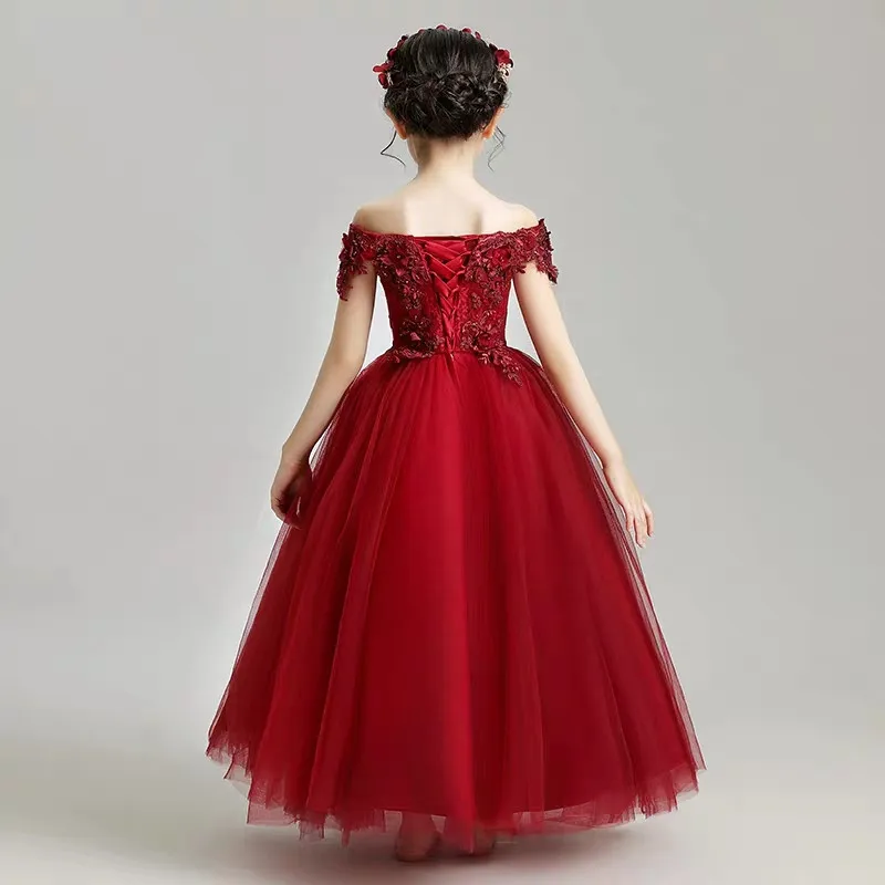 2019 Spring Summer Elegant Children Girls Appliques Flowers Birthday Evening Party Mesh Dress Kids Shoulderless Costume Dress
2019 Spring Summer Elegant Children Girls Appliques Flowers Birthday Evening Party Mesh Dress Kids Shoulderless Costume Dress