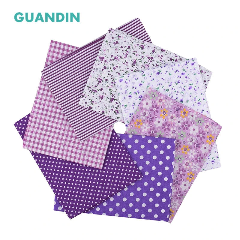 Фото GUANDIN тонкая Плотная хлопковая ткань с принтом в стиле пэчворк/Фиолетовый серии