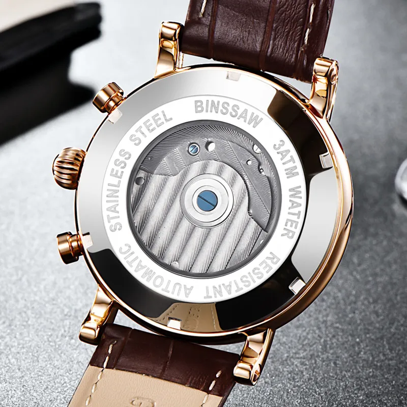 BINSSAW Men Automatic Mechanical Tourbillon Watch Business Casual Leather Calendar Moon Phase Sports Watches Relogio Masculino
BINSSAW Men Automatic Mechanical Tourbillon Watch Business Casual Leather Calendar Moon Phase Sports Watches Relogio Masculino