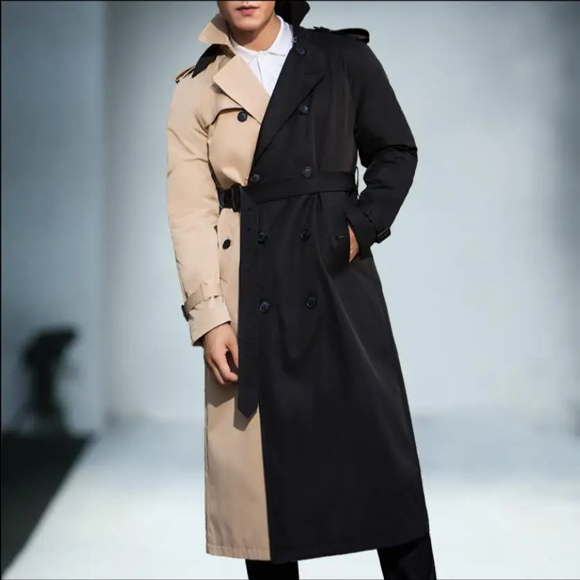 Autumn And Winter Trench Men's Korean Stitching Windbreaker Casual England Double-breasted Lapel Singer Stage Long Cloak Coat
Autumn And Winter Trench Men's Korean Stitching Windbreaker Casual England Double-breasted Lapel Singer Stage Long Cloak Coat
