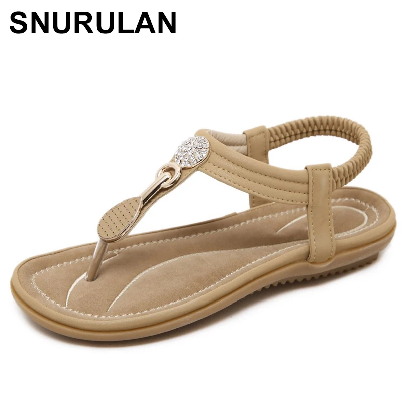 SNURULANSummershoes/женские пляжные вьетнамки в богемном стиле Мягкие сандалии на плоской