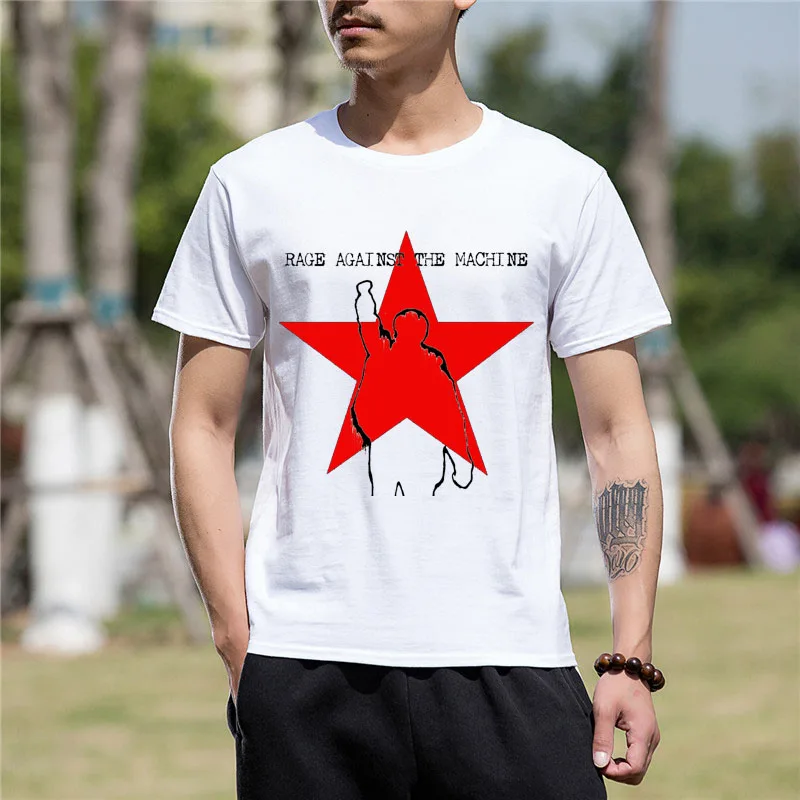 Новейшая модная футболка с коротким рукавом мужская одежда RAGE AGAINST THE MACHINE