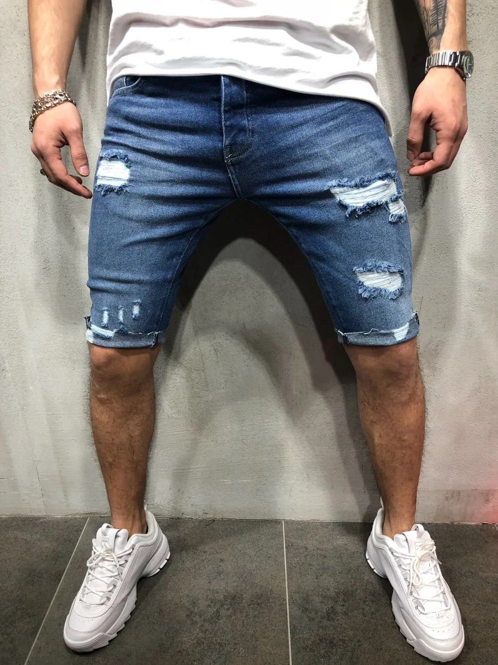 Men's Ripped Hole Denim Shorts Skinny Pencil Short Jeans Plus Size 3XL Knee Length Pants Man Blue Causal Slim Fit Shorts 2019
Men's Ripped Hole Denim Shorts Skinny Pencil Short Jeans Plus Size 3XL Knee Length Pants Man Blue Causal Slim Fit Shorts 2019