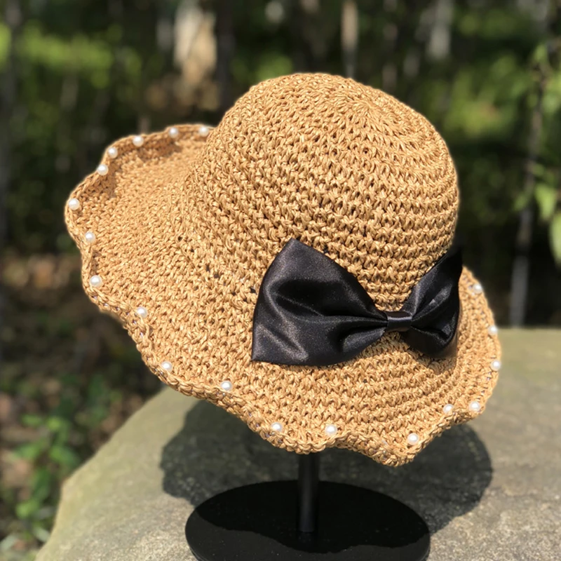 Big Brim Pearl Knitted Straw Hat Women Bow Solid Sun Hats Summer Outdoors Travel Dome All Match Casual Caps Collapsible 55-58cm
Big Brim Pearl Knitted Straw Hat Women Bow Solid Sun Hats Summer Outdoors Travel Dome All Match Casual Caps Collapsible 55-58cm
