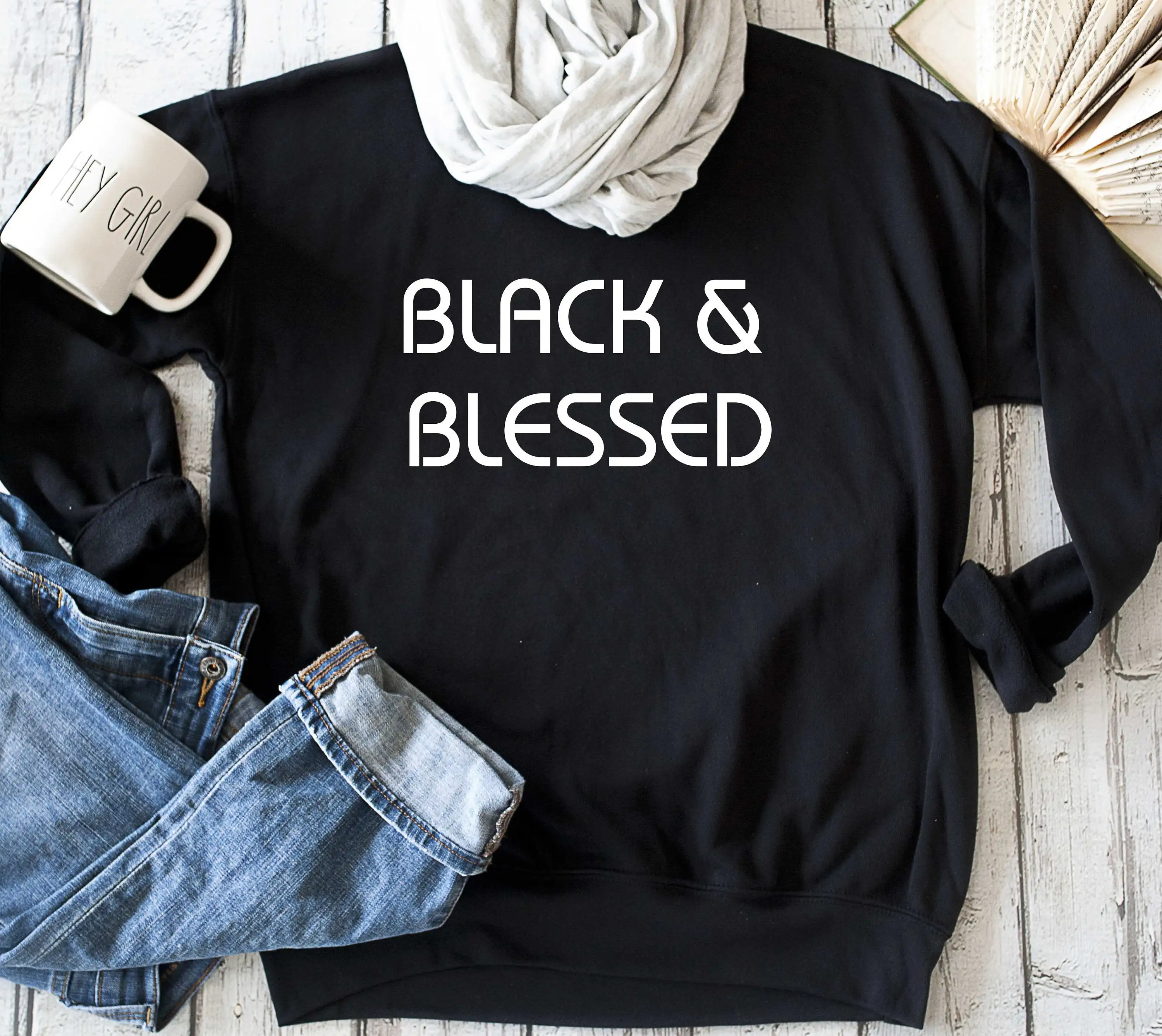 Black and Blessed sweatshirt Hipster Christian baptism personality Instagram Inspirational slogan funny new season Pullovers top
Black and Blessed sweatshirt Hipster Christian baptism personality Instagram Inspirational slogan funny new season Pullovers top