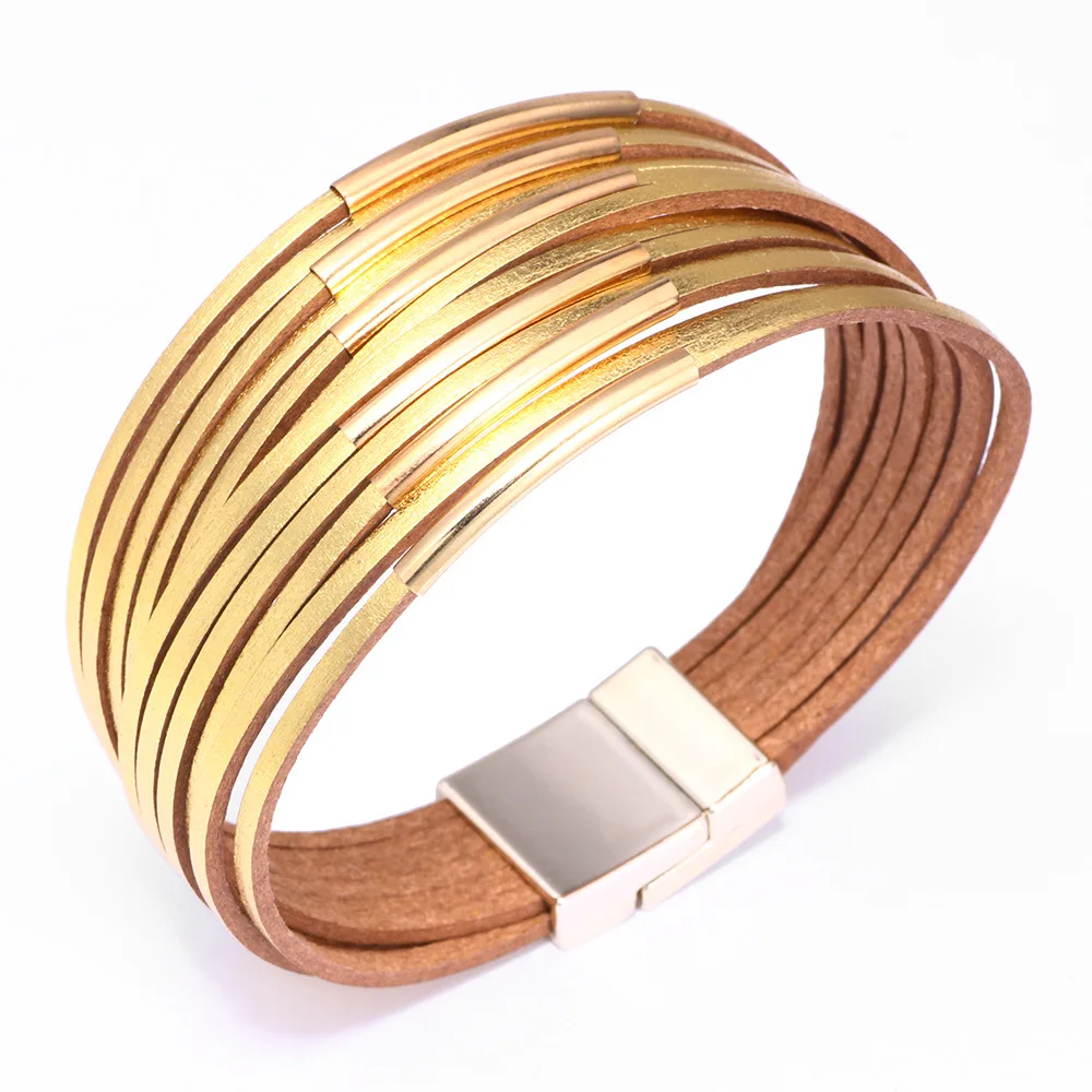 Kirykle metallic conduit Gold Color Leather Bracelets For Women 2018 Fashion Boho Multilayer Wide Wrap Bracelet Jewelry
Kirykle metallic conduit Gold Color Leather Bracelets For Women 2018 Fashion Boho Multilayer Wide Wrap Bracelet Jewelry