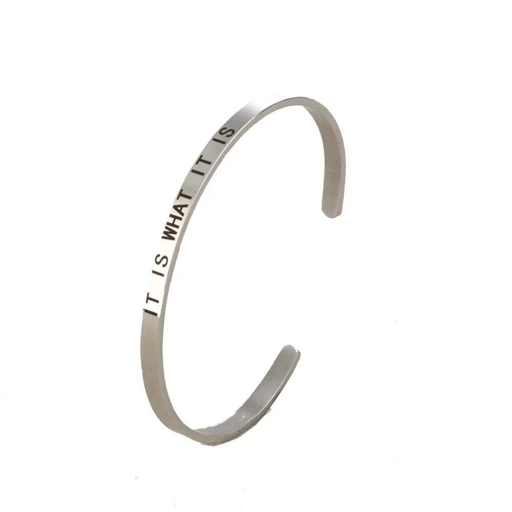 10PCS DIY Stainless Steel Jewelry Alphabet Lettering IT IS WHAT IT IS Cuff Inspirational Bracelet Jewelry
10PCS DIY Stainless Steel Jewelry Alphabet Lettering IT IS WHAT IT IS Cuff Inspirational Bracelet Jewelry