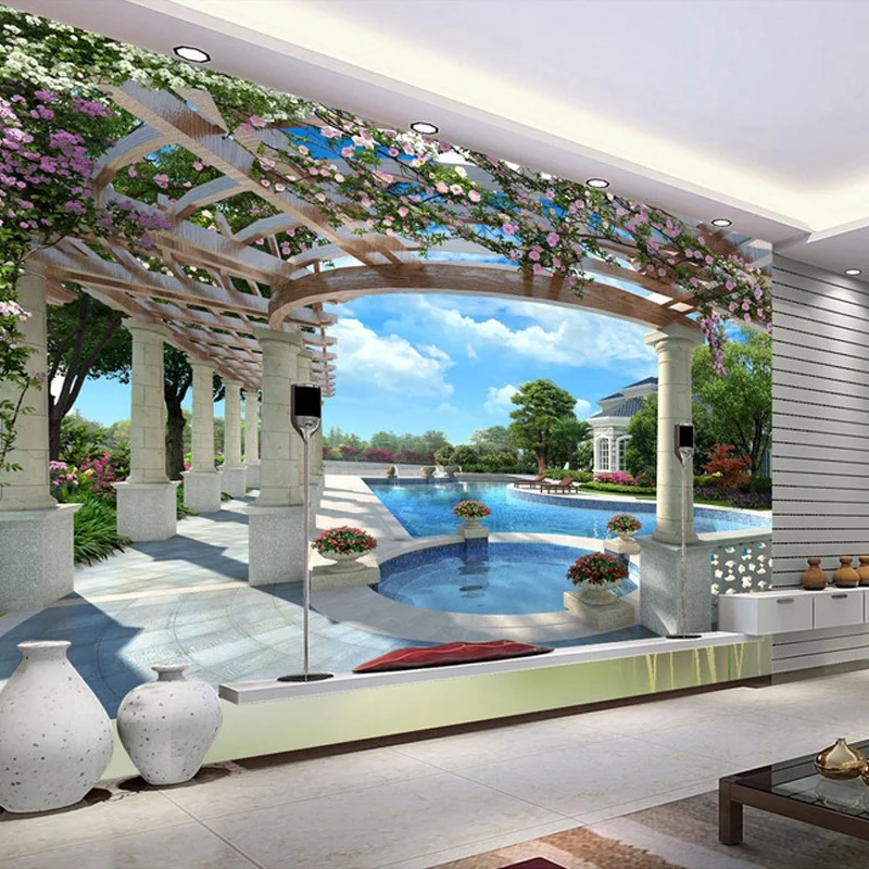 European Style Garden Blue Sky Swimming Pool Mural Wallpaper Living Room Theme Hotel Background Wall Cloth Waterproof Wallcloth
European Style Garden Blue Sky Swimming Pool Mural Wallpaper Living Room Theme Hotel Background Wall Cloth Waterproof Wallcloth
