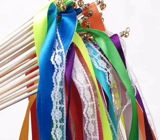 Fairy wand Lace satin ribbon streamers wedding wish magic wands wood stick bells confetti party christmas prop decor supply gift
Fairy wand Lace satin ribbon streamers wedding wish magic wands wood stick bells confetti party christmas prop decor supply gift
