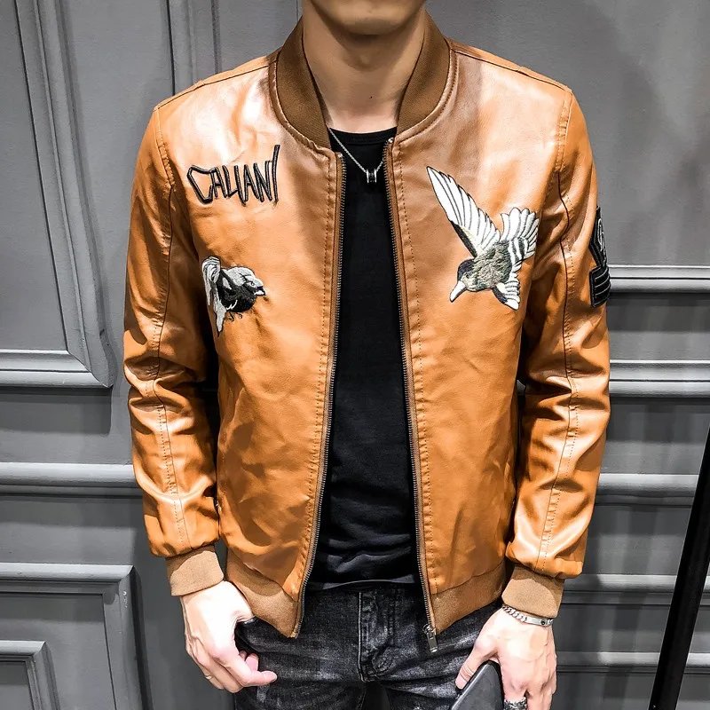 New PU Leather Mens Jacket Long Sleeve Short Coats Casual Motorcycle Jackets Embroidery M-3XL S147
New PU Leather Mens Jacket Long Sleeve Short Coats Casual Motorcycle Jackets Embroidery M-3XL S147