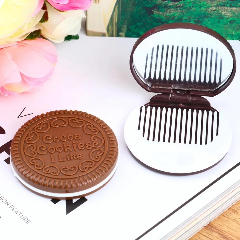Cute Chocolate Cookie Shaped Design Makeup Mirror with Comb Lady Women Makeup Tool Pocket Mirror Home Office Use
Cute Chocolate Cookie Shaped Design Makeup Mirror with Comb Lady Women Makeup Tool Pocket Mirror Home Office Use