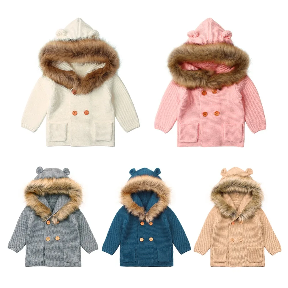 Winter Warm Newborn Baby coat Fur Hood Detachable Grey Infant Boys Girl Knitted Cardigan Fall Outwear Children Knitwear sweater
Winter Warm Newborn Baby coat Fur Hood Detachable Grey Infant Boys Girl Knitted Cardigan Fall Outwear Children Knitwear sweater