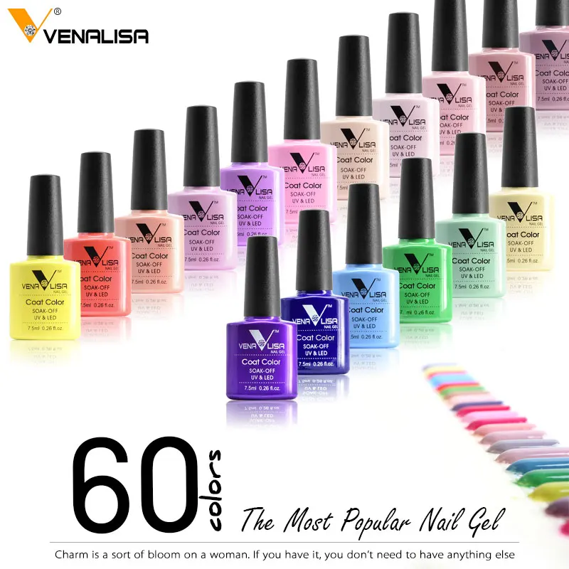 #61508 оригинальный новый дизайн для ногтей Venalisa 60 цветов удаляемый замачиванием УФ