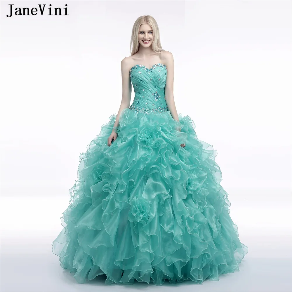 JaneVini 2018 Charming Ball Gown Bridesmaid Dresses Sweetheart Crystal Floor Length Cascading Ruffles Organza Formal Prom Gowns
JaneVini 2018 Charming Ball Gown Bridesmaid Dresses Sweetheart Crystal Floor Length Cascading Ruffles Organza Formal Prom Gowns