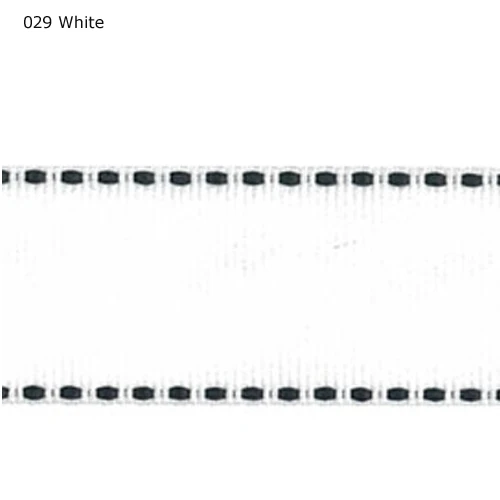 7/8" inch 22mm Black stitched White grosgrain ribbon