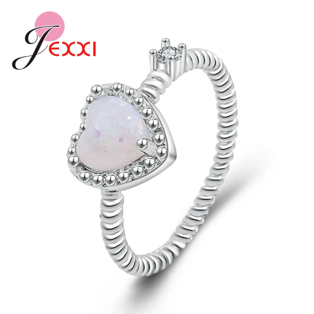 

White Fire Opal Stone Paved Rings Genuine Solid 925 Sterling Silver Fashion Engagement Promise Rings For Women Wedding
