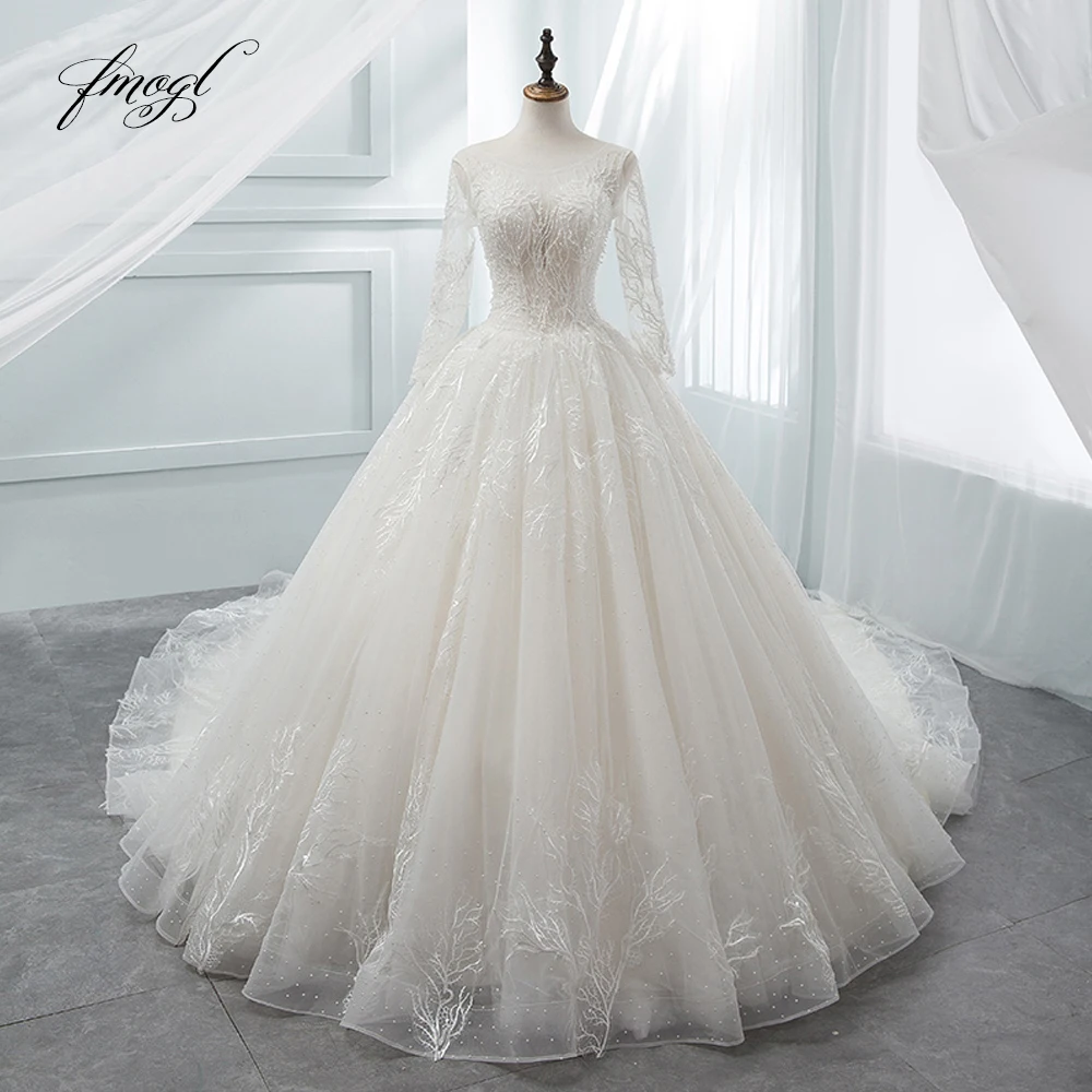 Fmogl Luxury Long Sleeve Princess Wedding Dress 2019 Chapel Train Appliques Beaded Lace Bride dresses Vestido De Noiva
Fmogl Luxury Long Sleeve Princess Wedding Dress 2019 Chapel Train Appliques Beaded Lace Bride dresses Vestido De Noiva