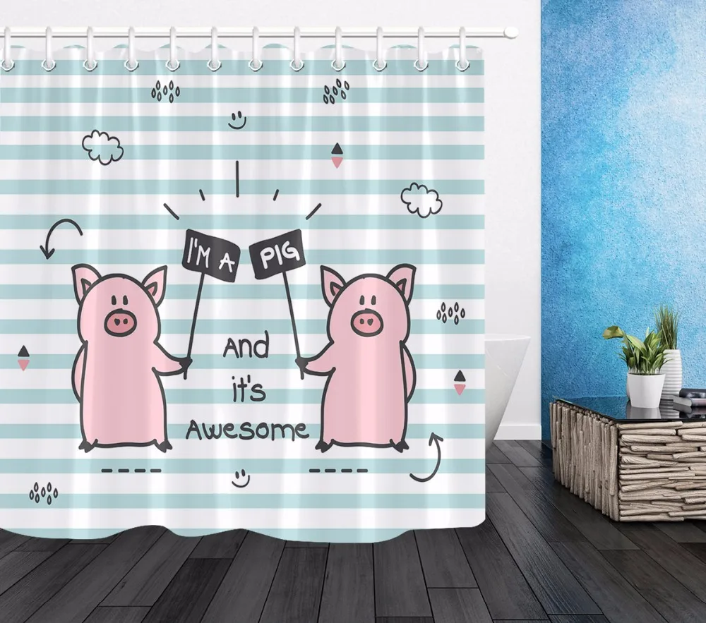 Kids Cartoon Pink Pig Polyester Shower Curtain Stripe Bathroom Waterproof Eco-Friendly Washable Fabric Bath Curtains Home Decor
Kids Cartoon Pink Pig Polyester Shower Curtain Stripe Bathroom Waterproof Eco-Friendly Washable Fabric Bath Curtains Home Decor