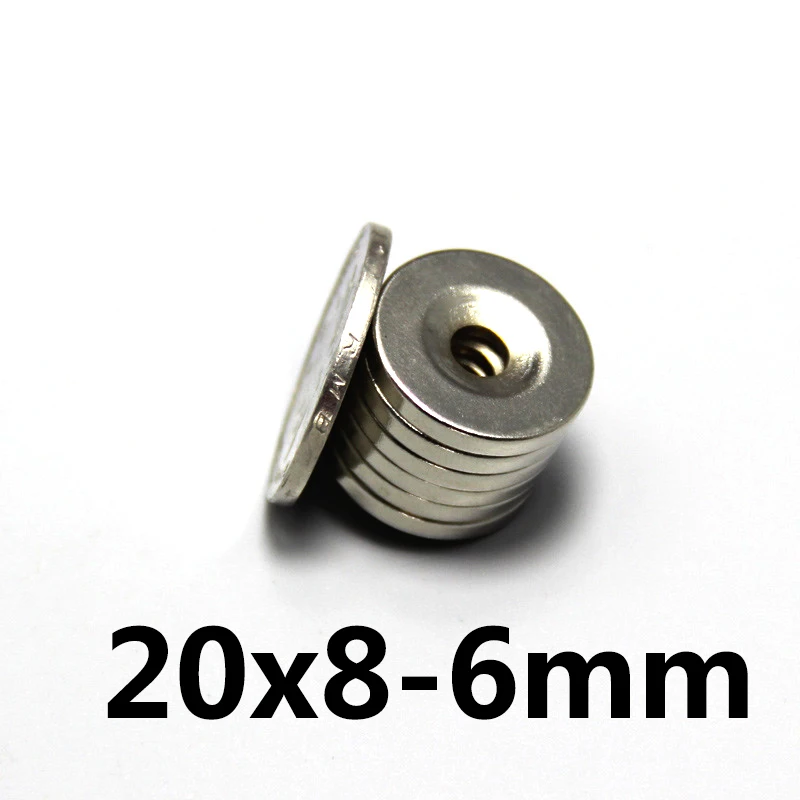 2 шт. 20x8 мм hole6mm супер сильное кольцо петли потайной Магнит Редкоземельные